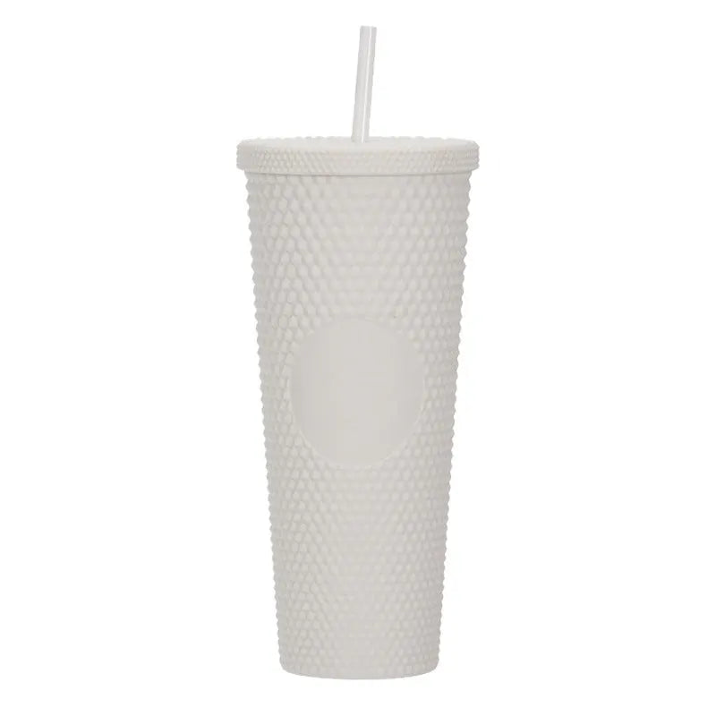 Double Studded Plastic Straw Cup Large Capacity Creative 710ml Durian Cup Portable Diamond Cup - Bellarte Enchanté Double Studded Plastic Straw Cup Large Capacity Creative 710ml Durian Cup Portable Diamond Cup